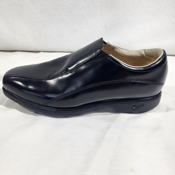 VTG NIKE Shoe AIR COMFORT Women 8.5 Black Leather Slip On GOLF Cleats 305276-001 main image 7